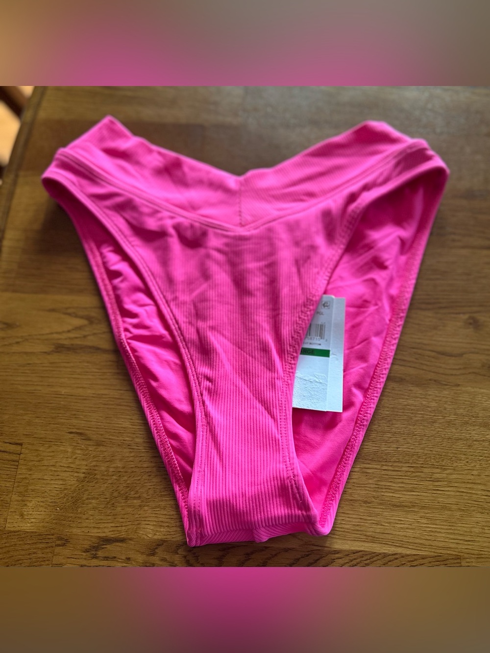 BECCA Hot Pink Ribbed Bikini Bottom